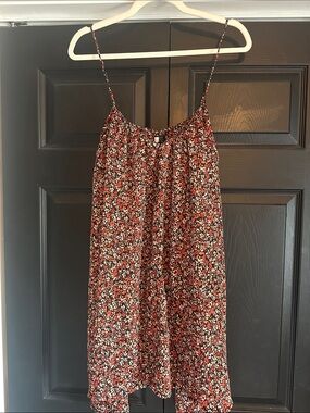 Volcom Floral Spaghetti Strap Sundress - Red, Black & White